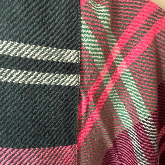 NWT Talbots Pink White Navy & Green Plaid Blanket Scarf Approx 29x76 Never Worn - Picture 5 of 6